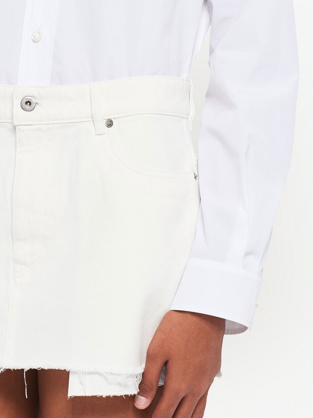 frayed-hem denim mini skirt - 5