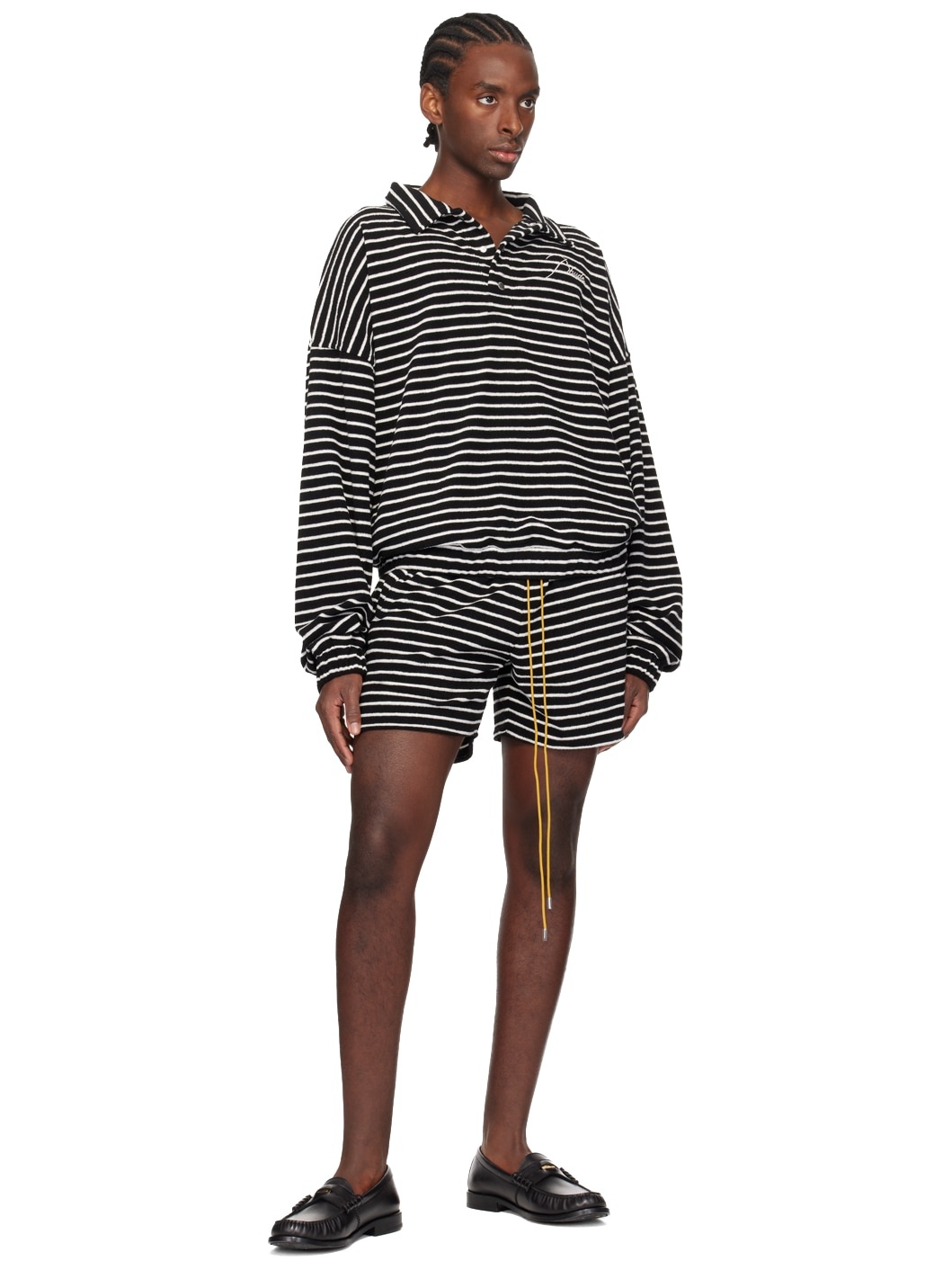 Black & White Striped Shorts - 4