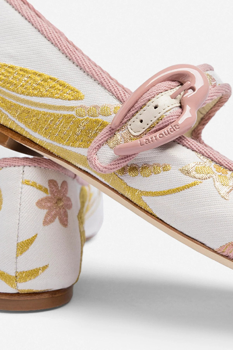 Larroudé by Markarian: Verona Ballet Flat Mist Floral Brocade 3