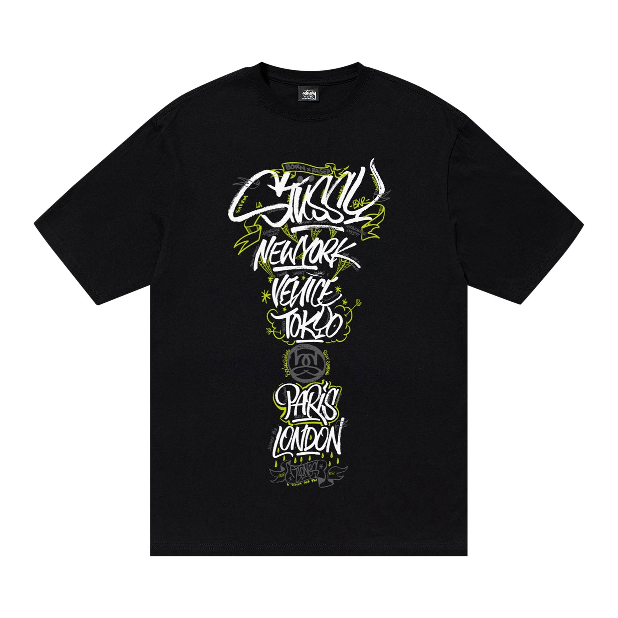 Stussy x Born X Raised Handstyles Tee 'Black' - 1