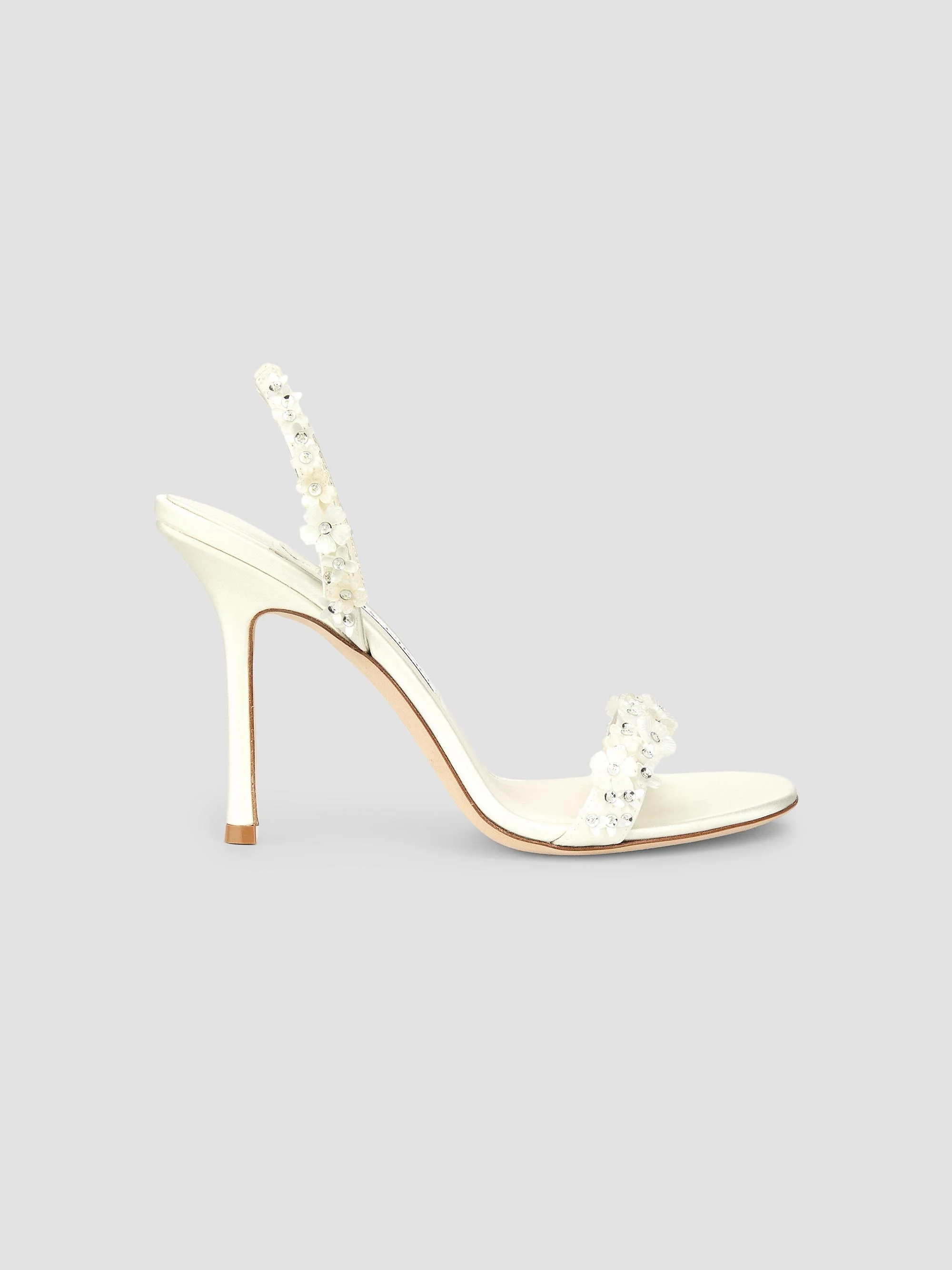 Women's Jenn 100MM Daisy-Embroidered Satin Slingback Sandals - Ivory - 1