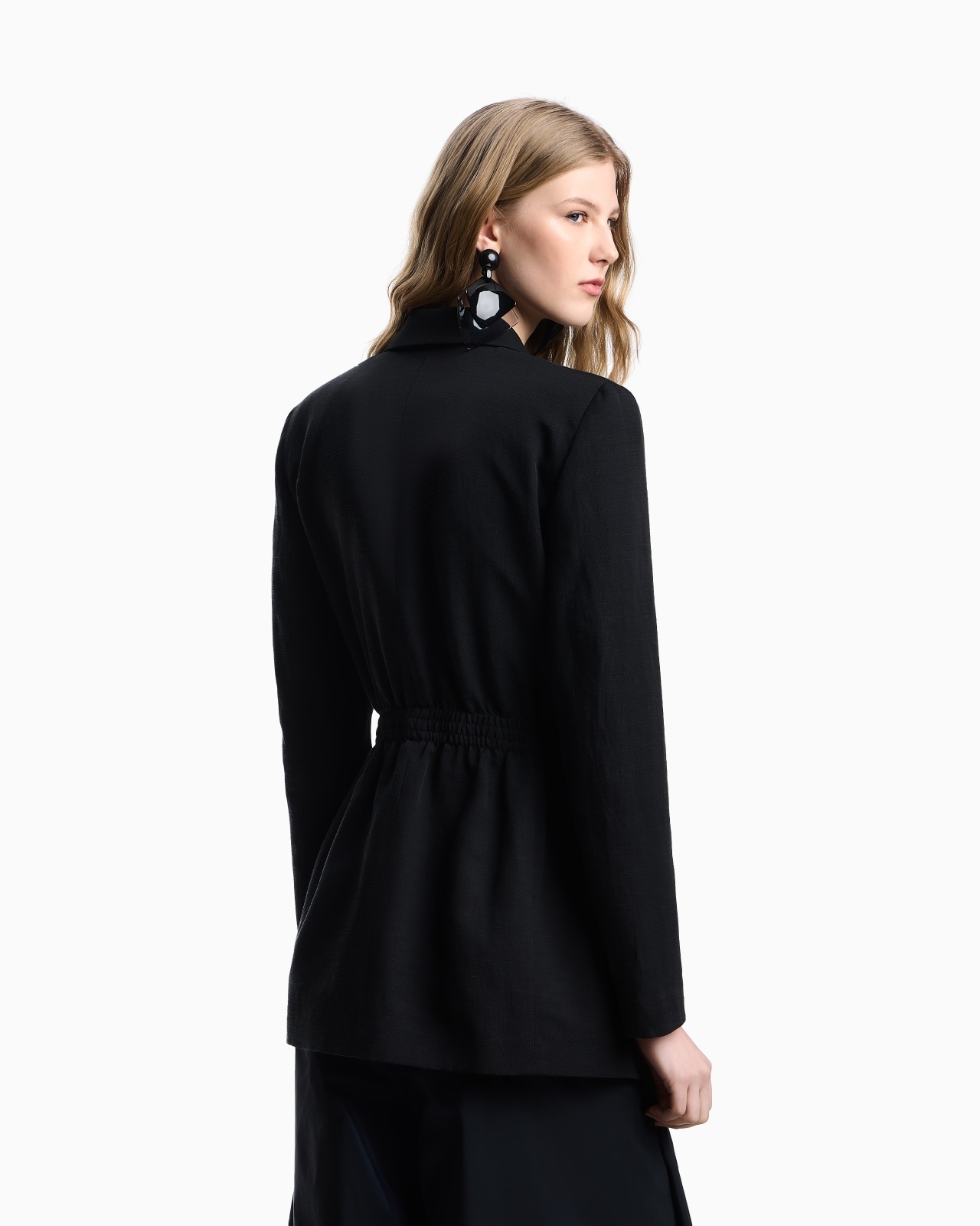 LINEN-BLEND BLAZER WITH BELT - 3