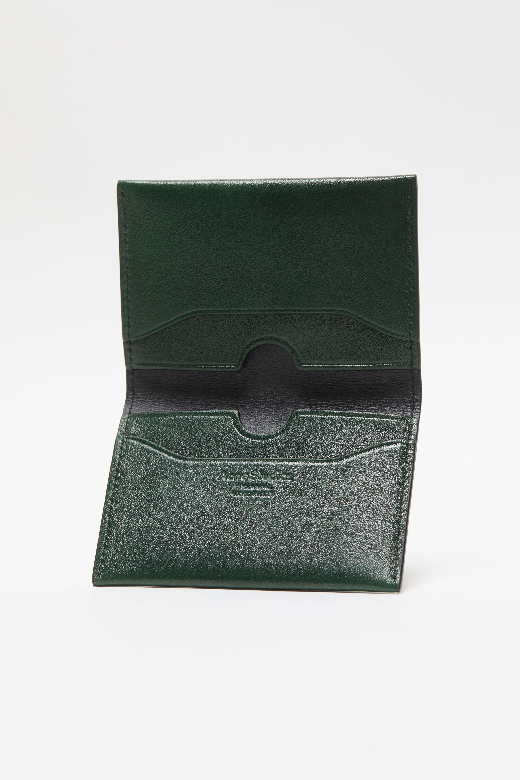 Folded leather wallet - Olive green - 3