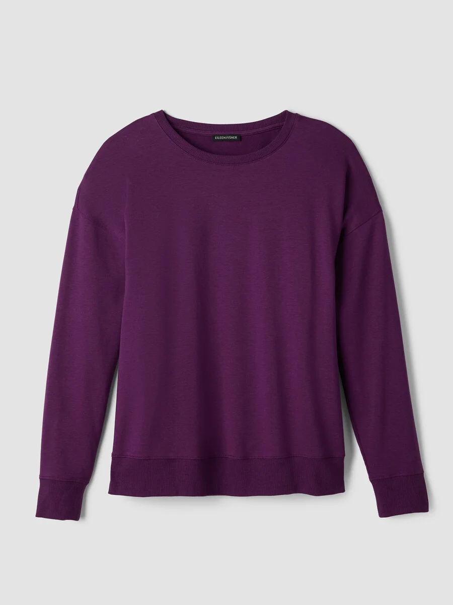 Cozy Brushed Terry Hug Crew Neck Long Top - 1