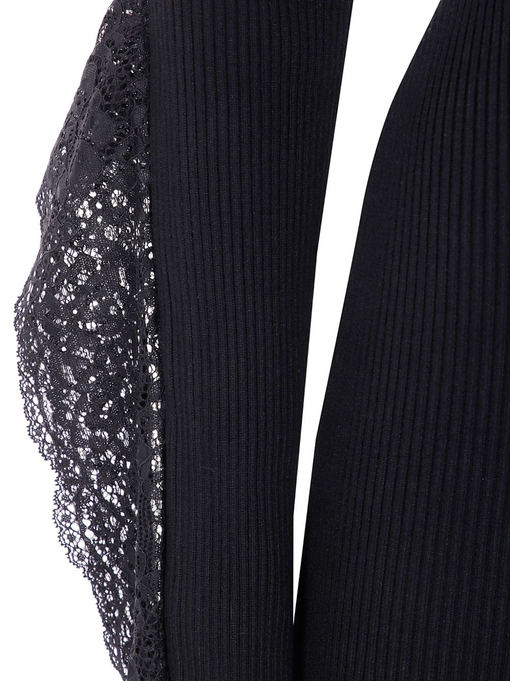 lace-insert ribbed dress - 3