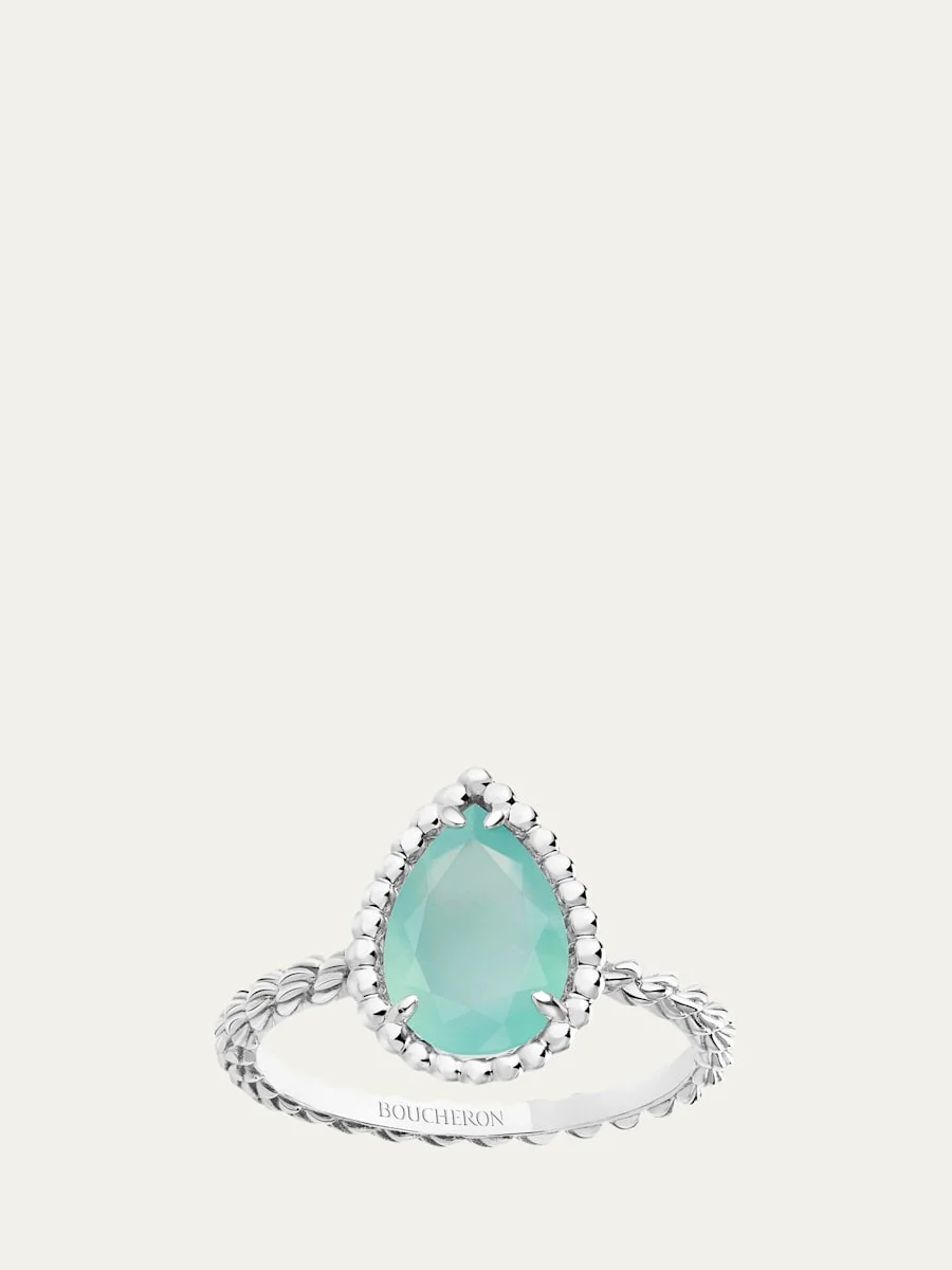 Serpent Boheme Small Aquaprase Ring, Size 53 - 1