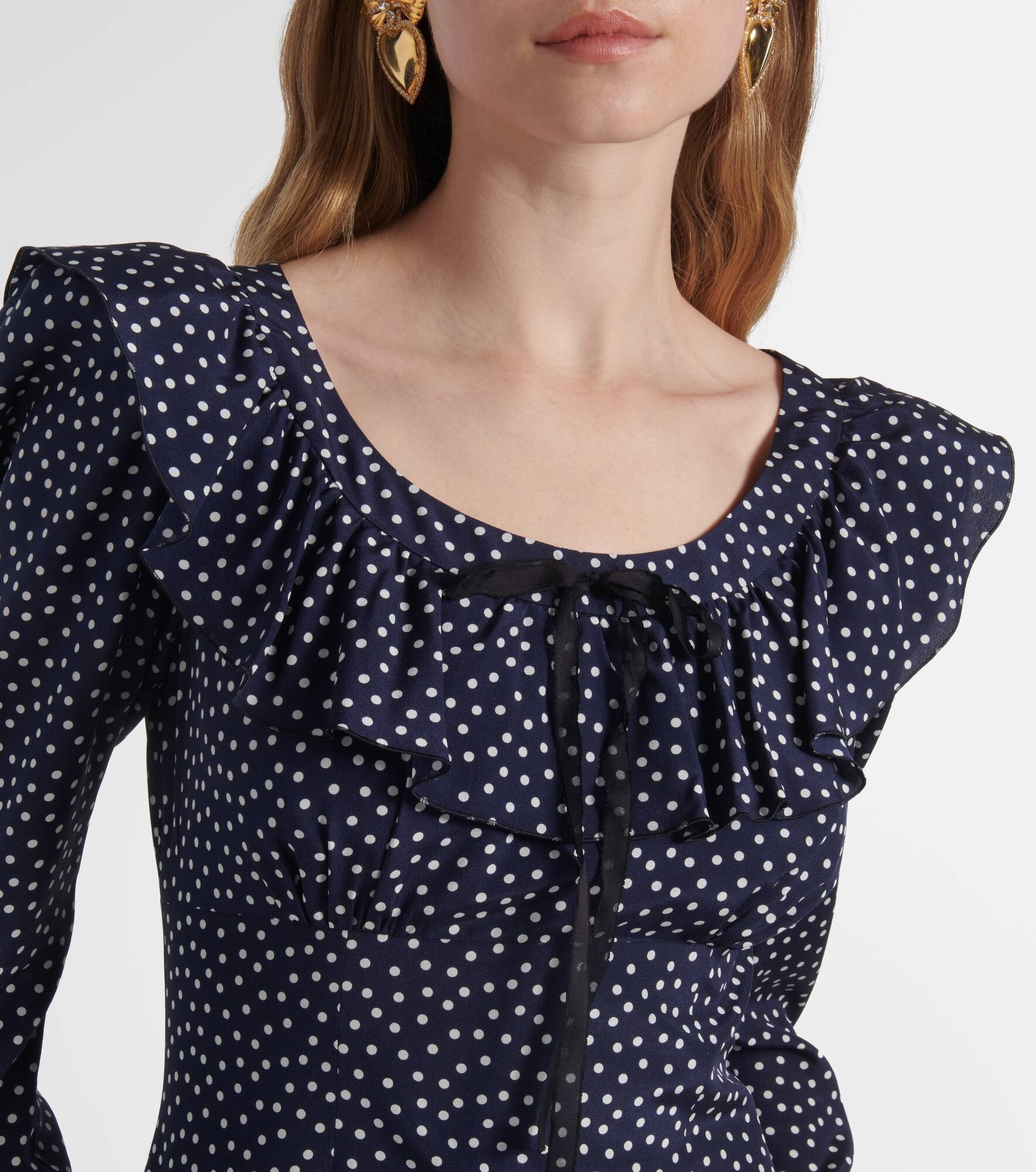 Polka-dot printed silk maxi dress - 4
