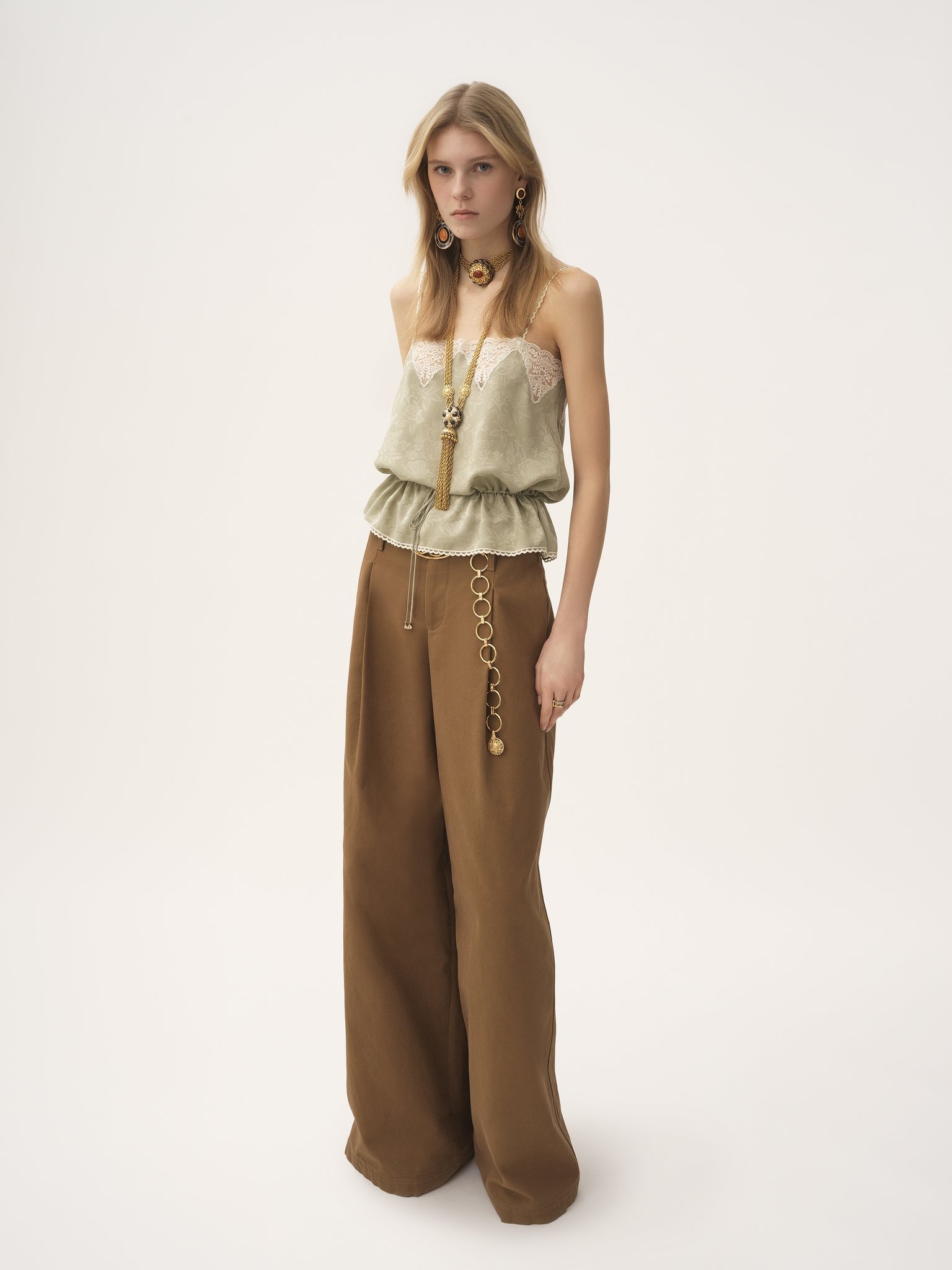 HIGH-RISE WIDE-LEG PANTS IN COTTON CANVAS - 4
