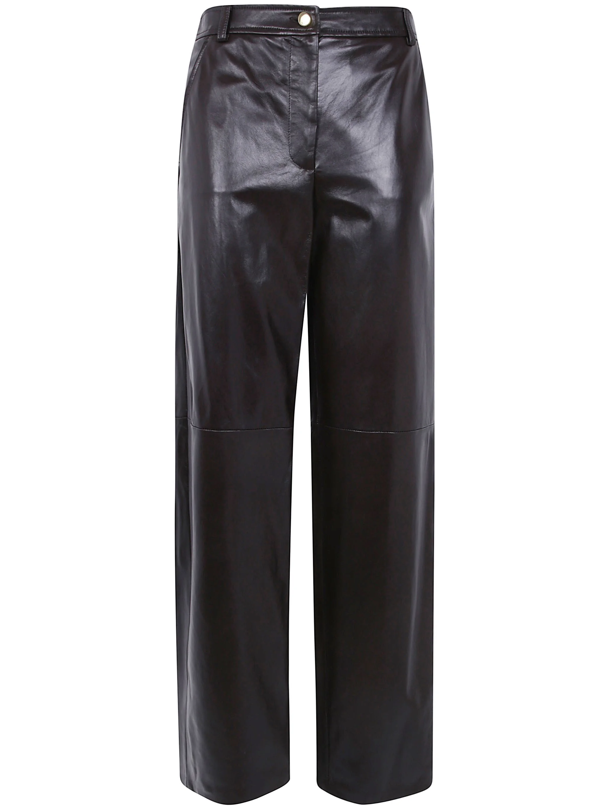 Pantaloni In Pelle Nappa "Mst Legno" - 1