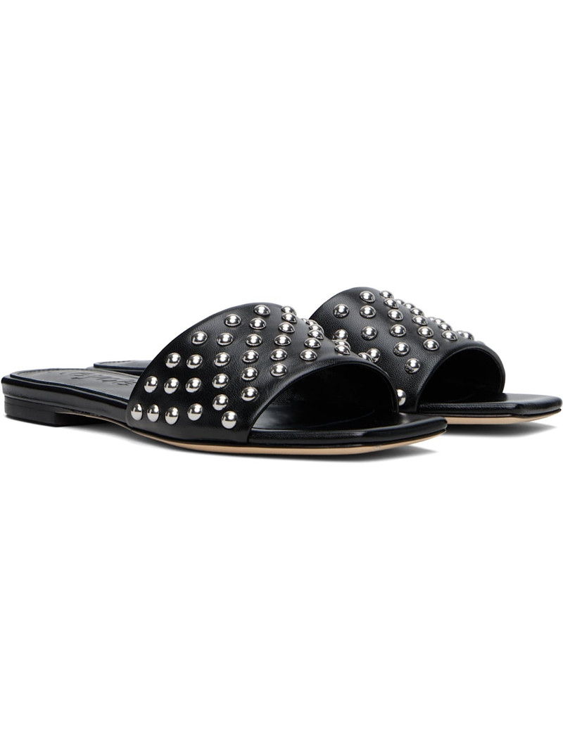 Black Anna Studded Leather Sandals 4