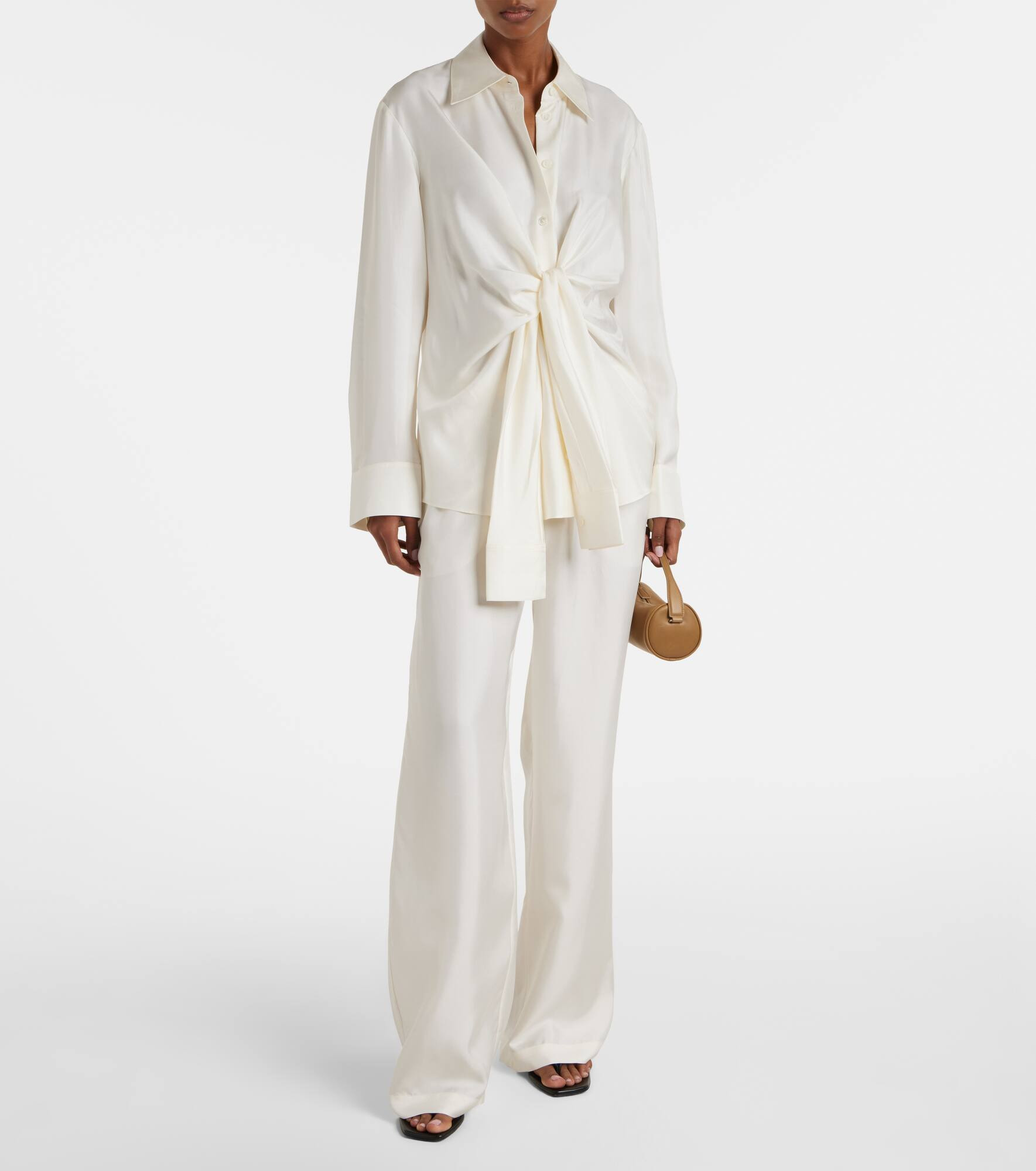 Draped silk satin shirt - 2