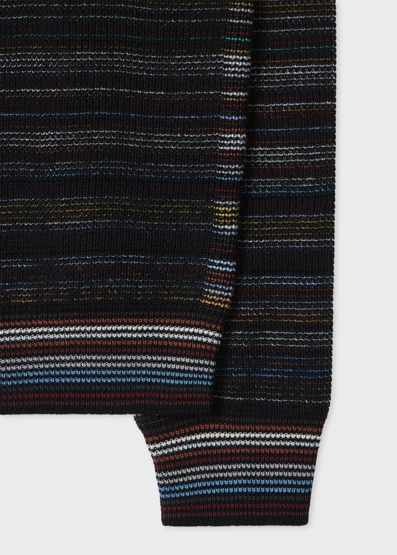 Paul Smith Black 'Signature Stripe' Merino Wool Waffle Roll Neck Sweater outlook