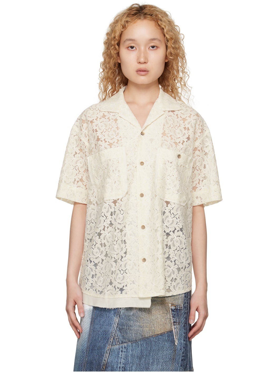 SSENSE Exclusive Off-White Fline Shirt - 1