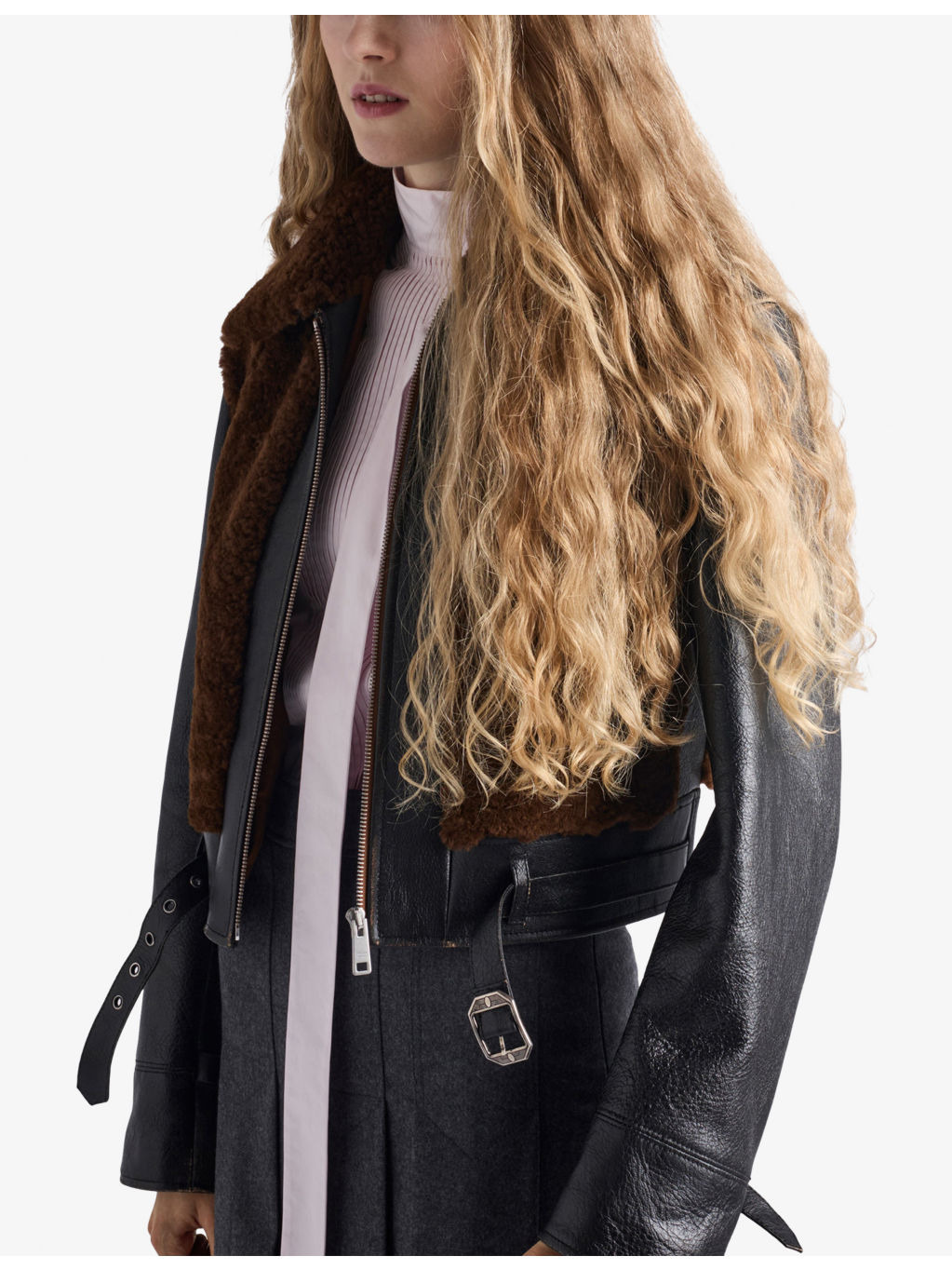 Panelled Leather and Shearling Jacket - 3
