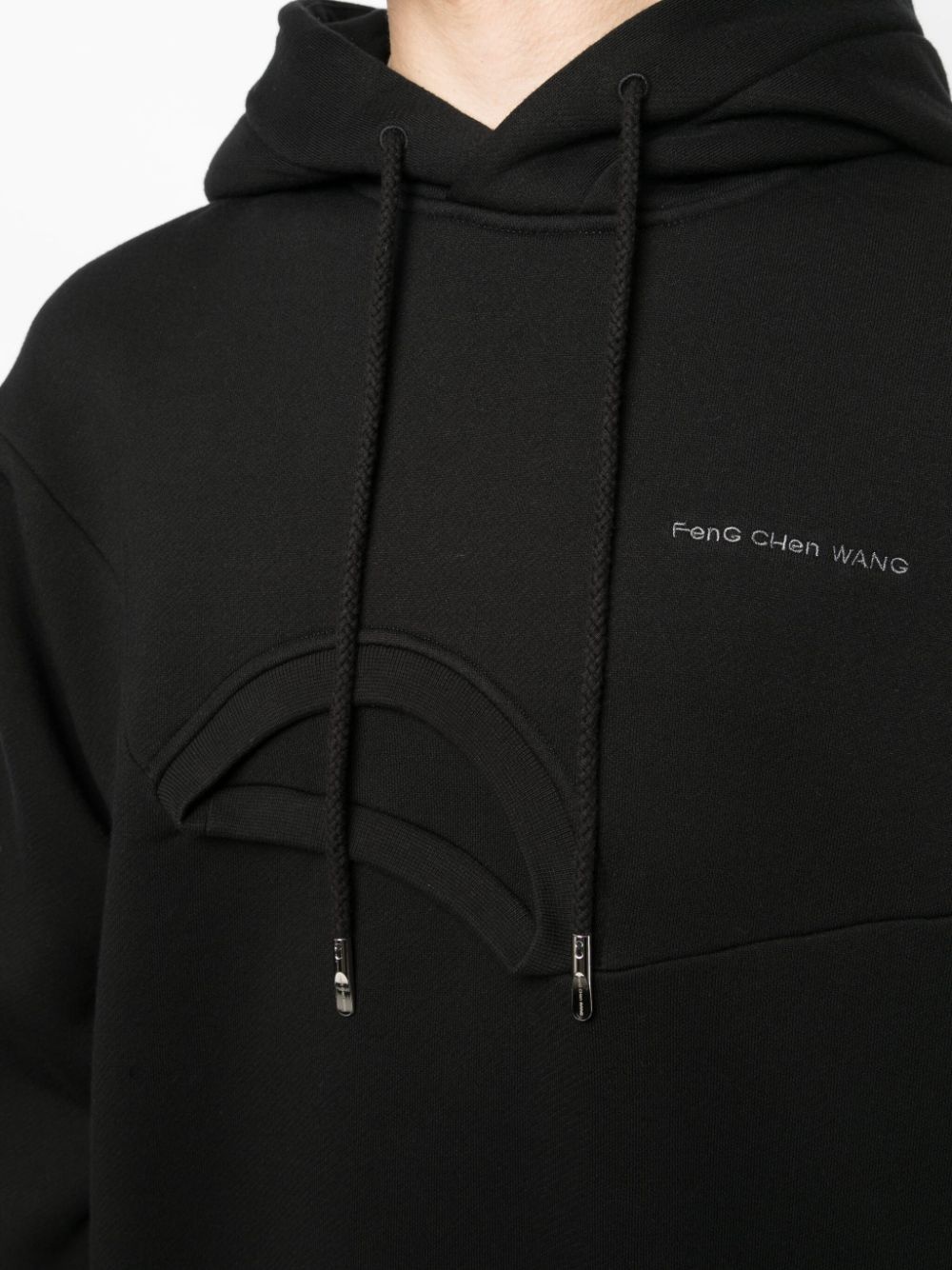 logo-embroidered layered-detail hoodie - 5