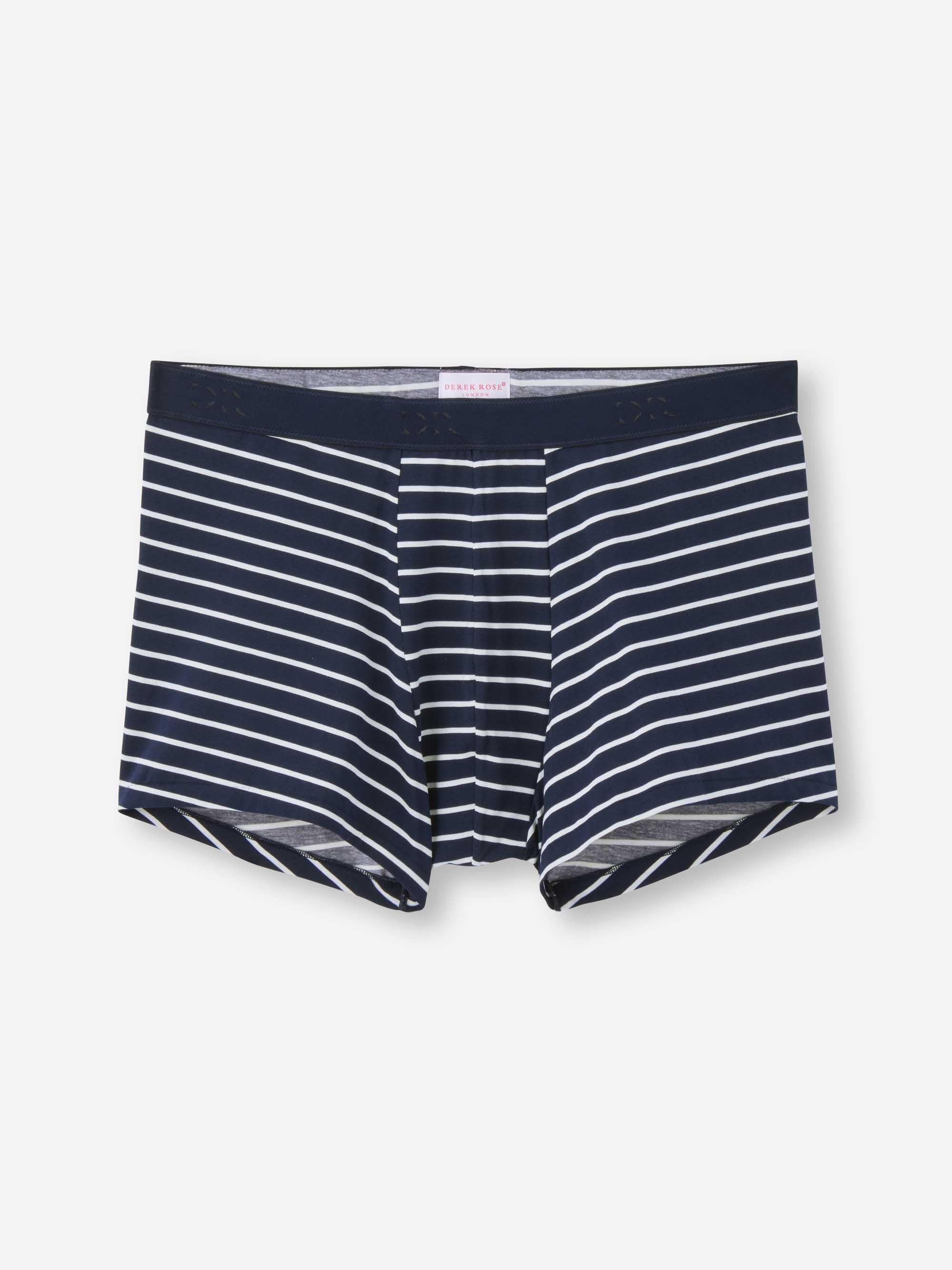 Men's Boxer Briefs Cotton Navy Stripe Print - 2
