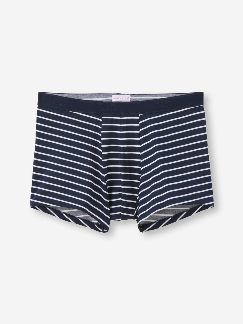 Derek Rose Men's Boxer Briefs Cotton Navy Stripe Print outlook