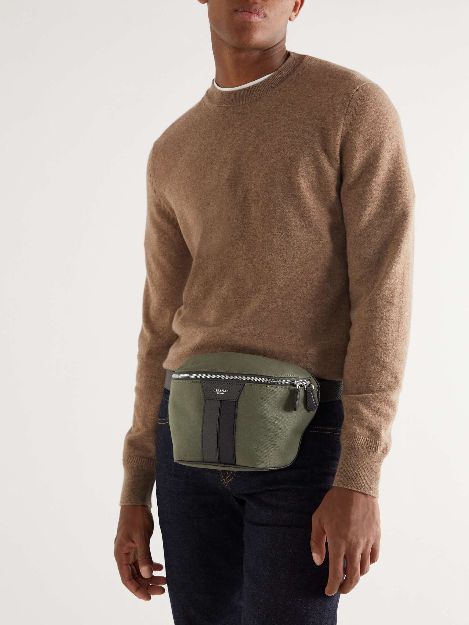 Leather-Trimmed Canvas Belt Bag - 2