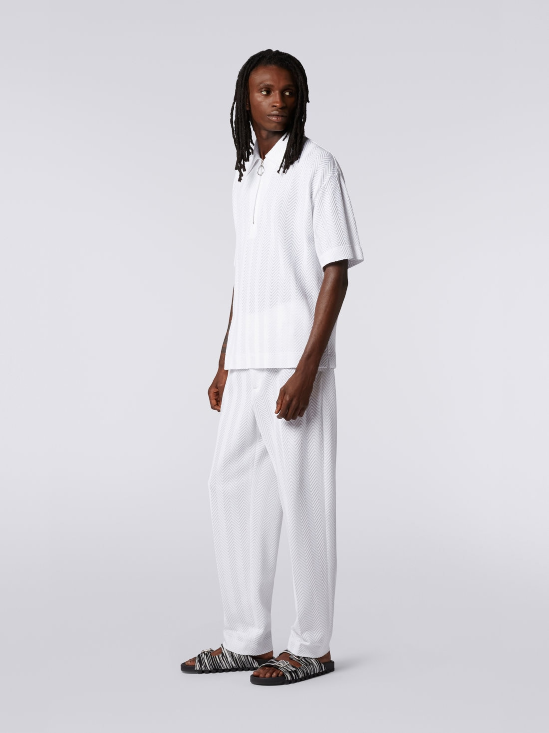 Cotton and viscose short-sleeved polo shirt - 3