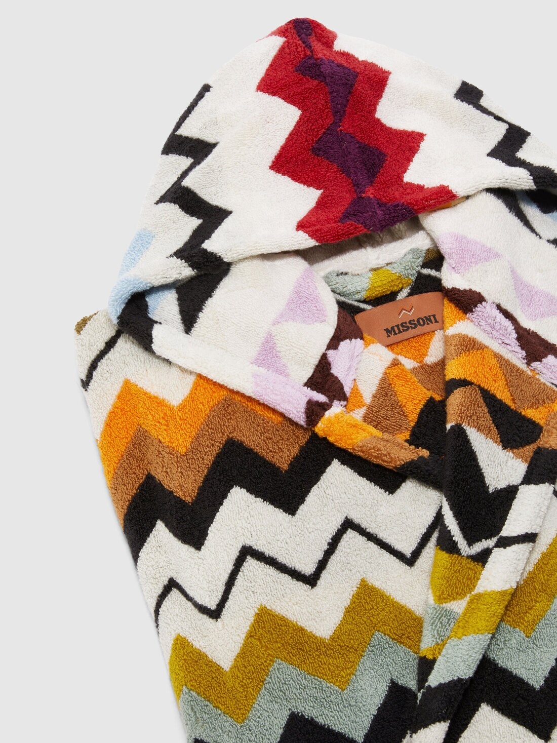 Murrina Hooded Bathrobe in cotton terry with zig zag pattern - 3
