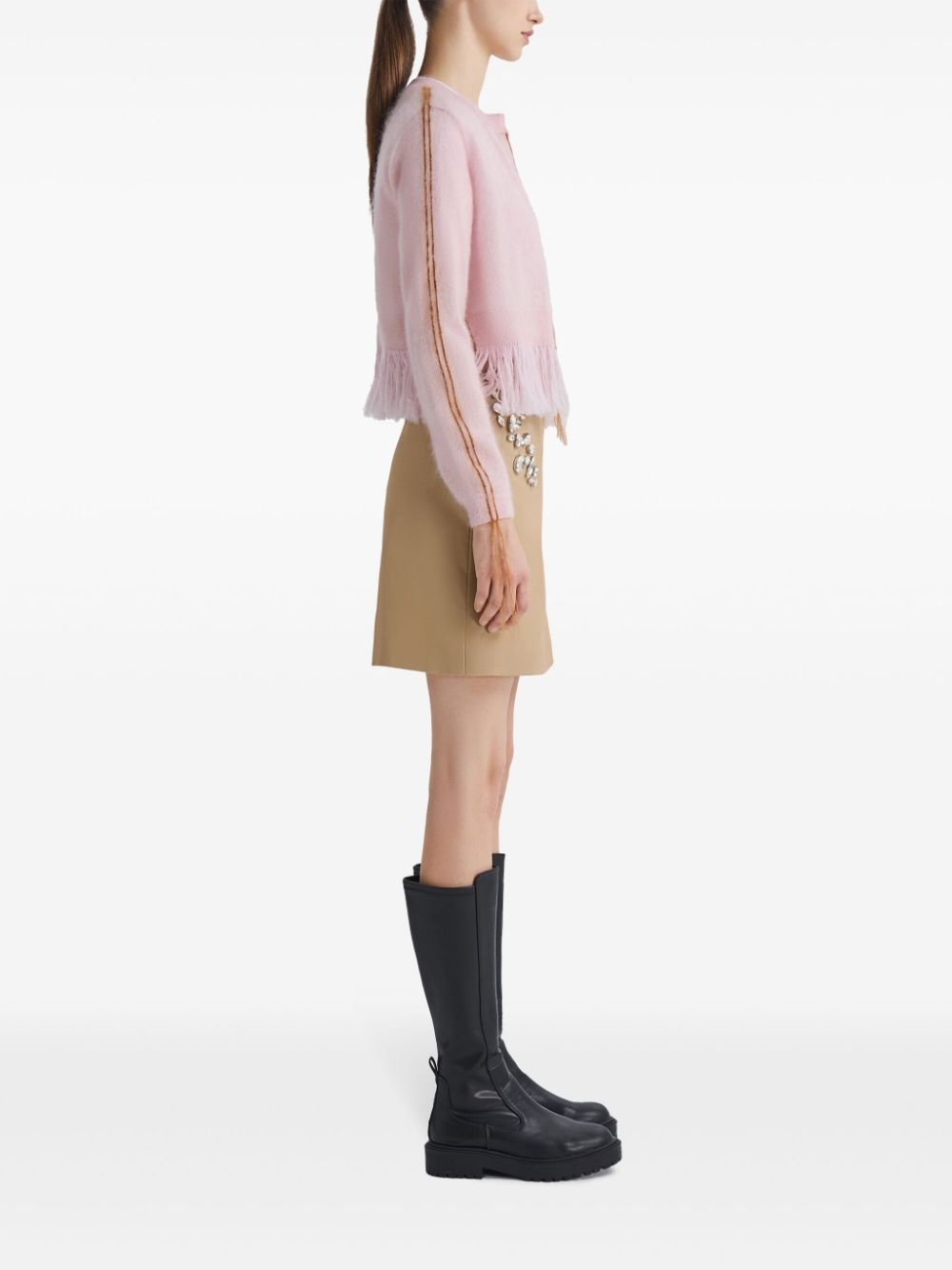 contrast-stitch cardigan - 3