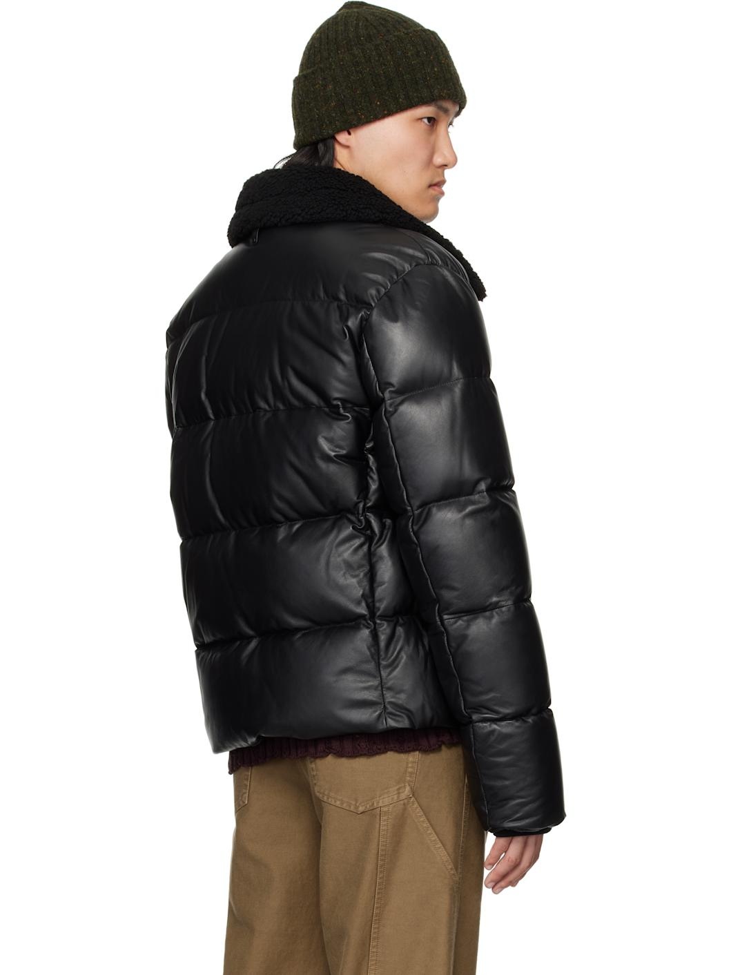 Black Kyrie Down Leather Jacket - 3