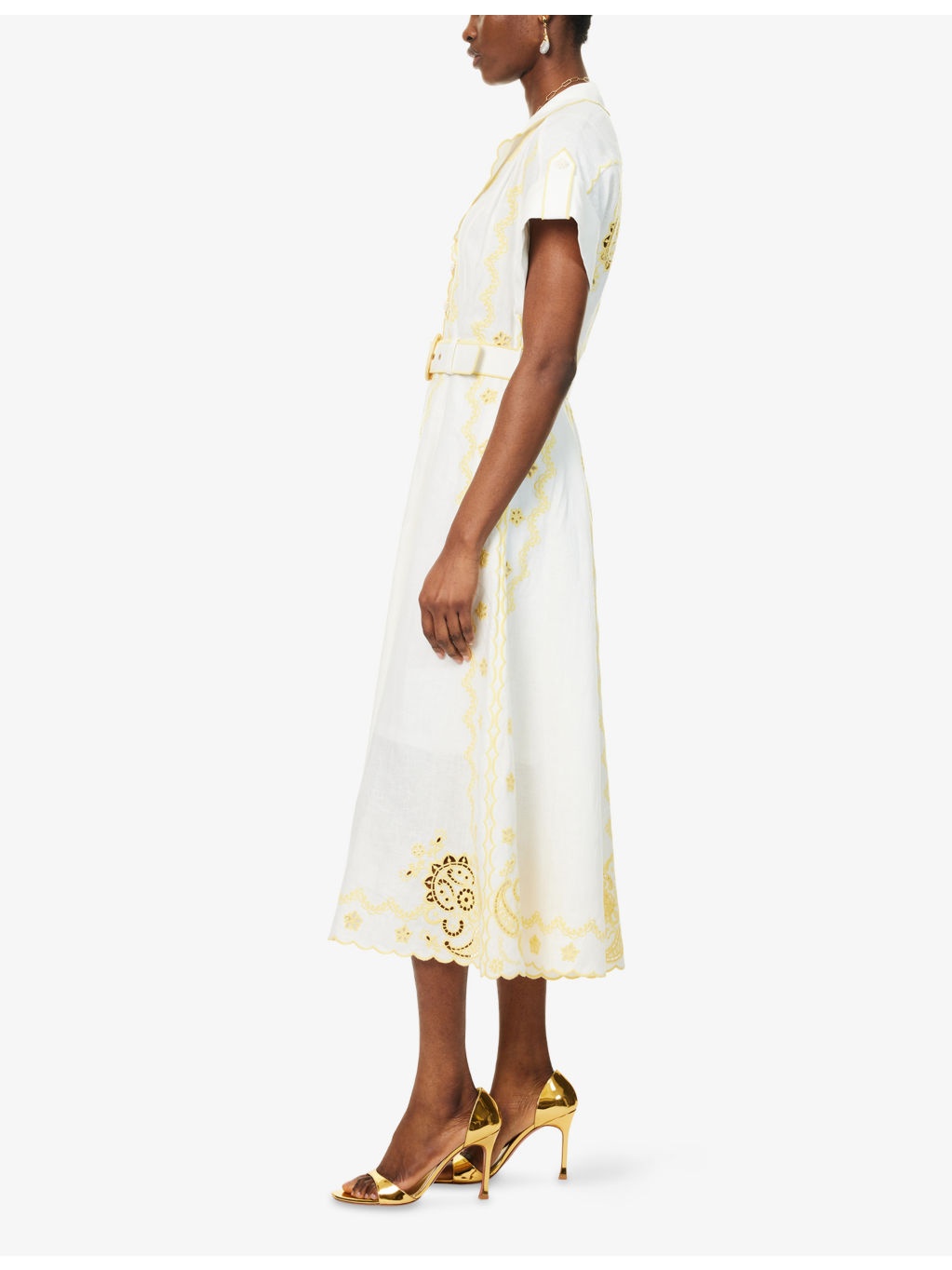 Lucky Embroidered Linen Midi Dress - 3