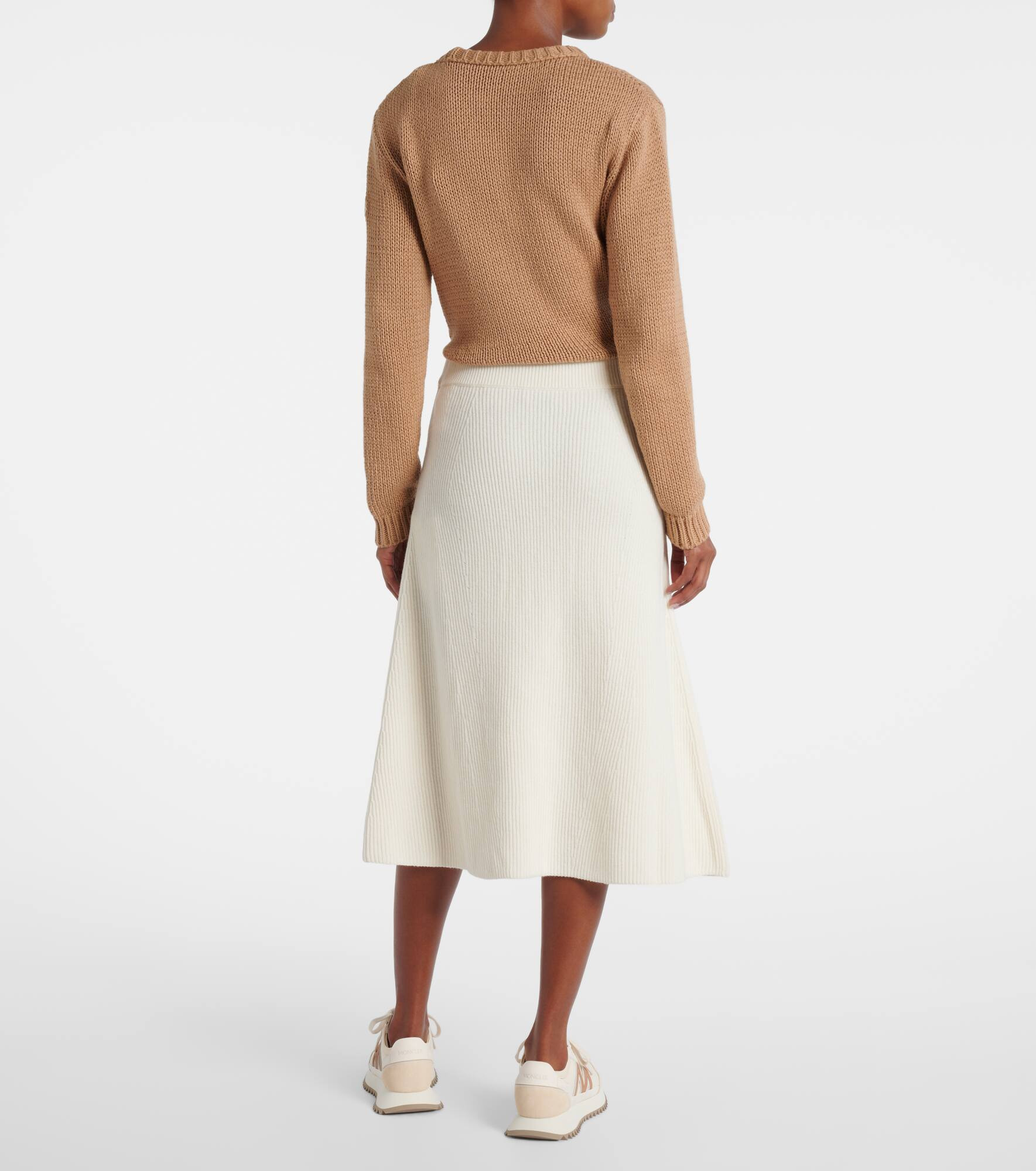 Ribbed-knit wool and cashmere midi skirt - 3