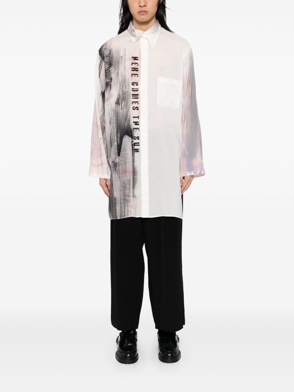 abstract print oversized shirt - 2