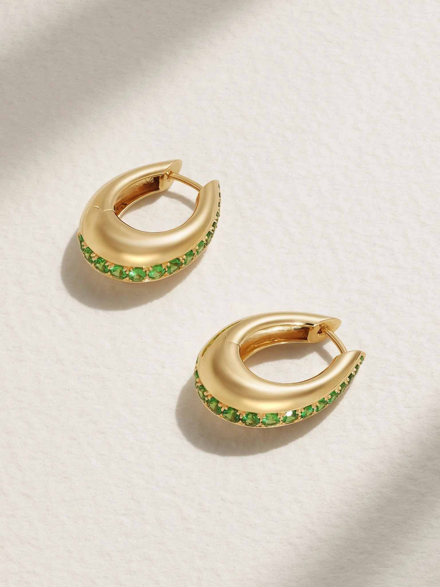 Chakra Icon 18-karat gold tsavorite hoop earrings Green - 1