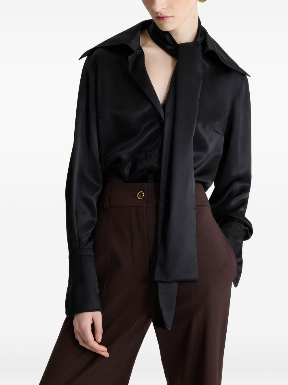 wide-collar silk blouse - 4