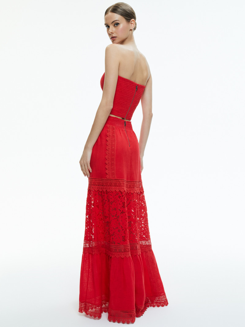 Alice + Olivia REISE EMBROIDERED TIERED MAXI SKIRT outlook