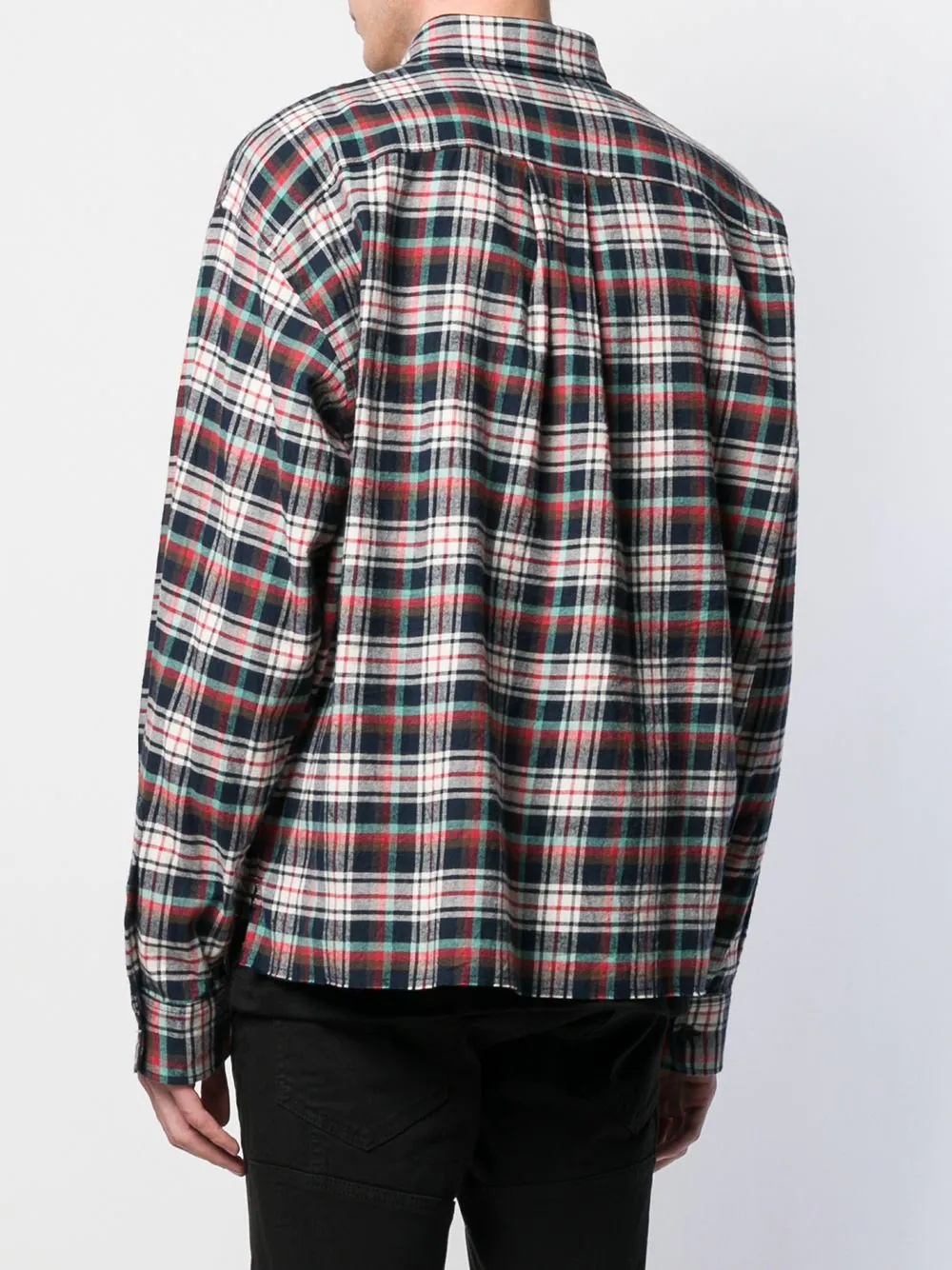 plaid logo patch shirt - 4