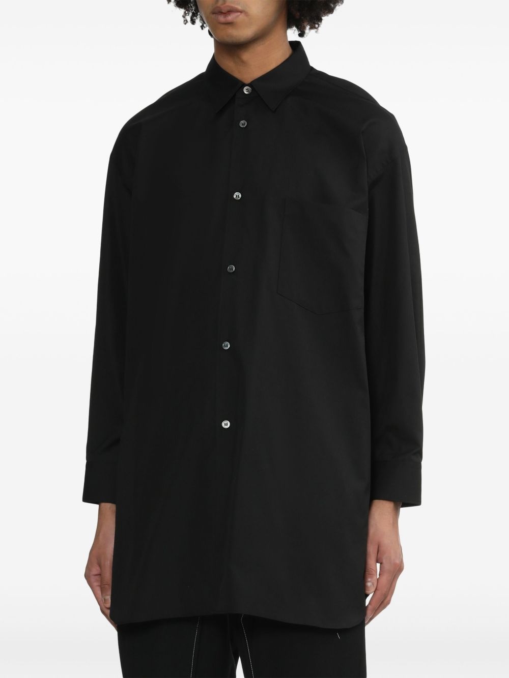 satin-panelled cotton shirt - 3