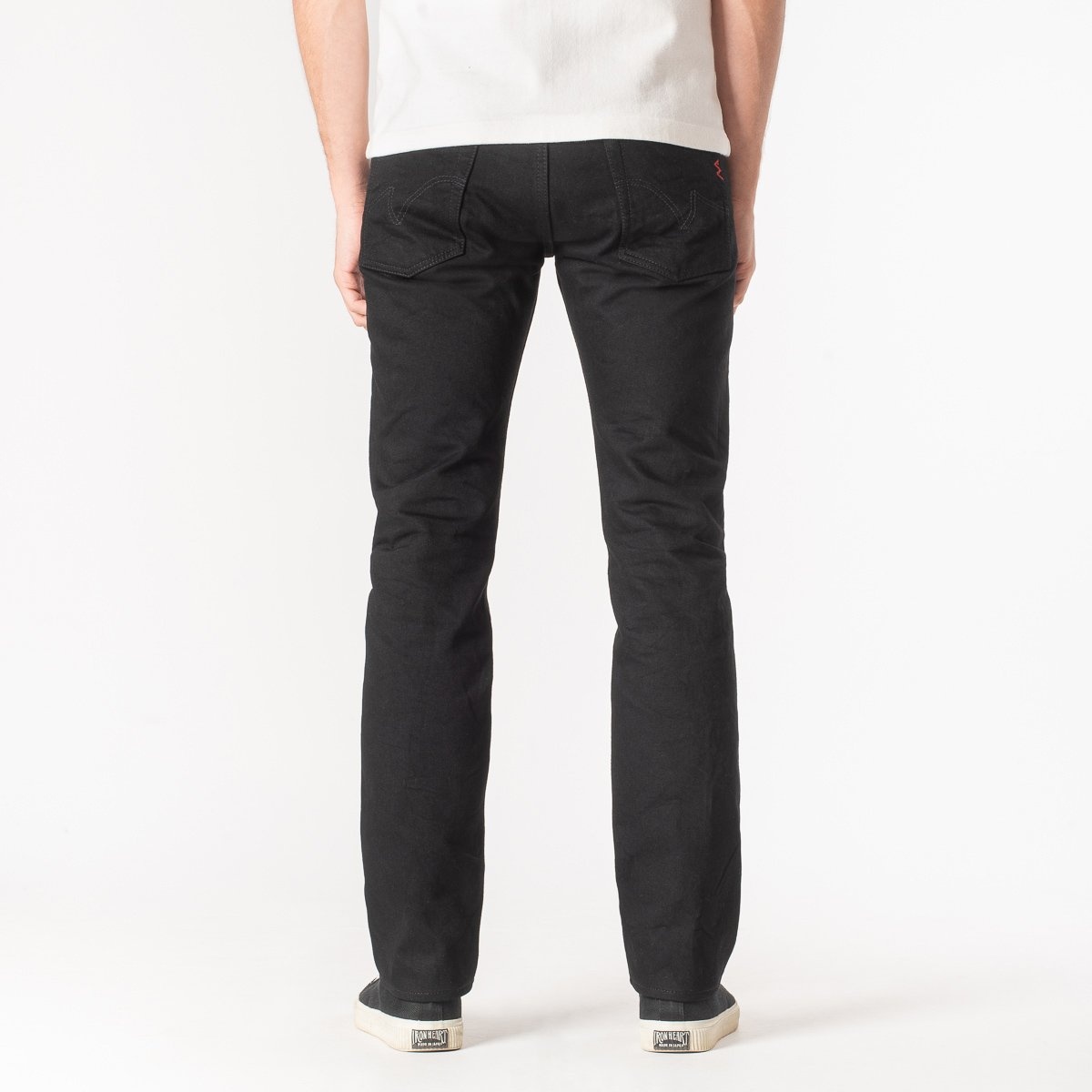 IH-777S-142bb 14oz Selvedge Denim Slim Tapered Cut Jeans - Black/Black - 3