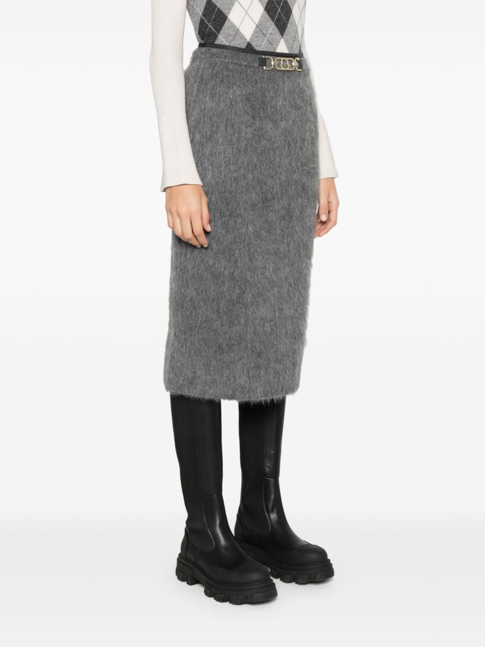 brushed-effect midi skirt - 3
