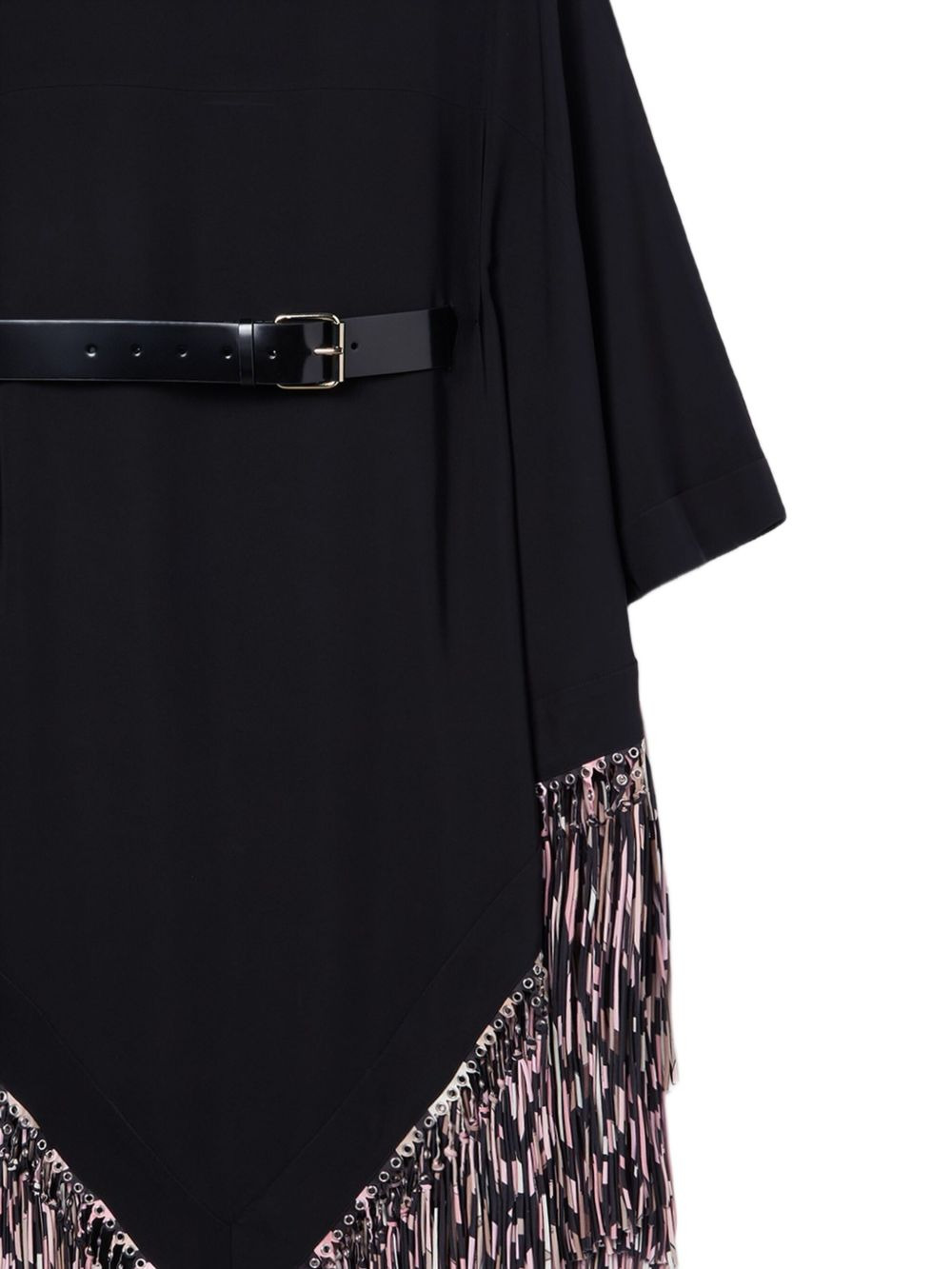 belt-embellished fringe kaftan - 2