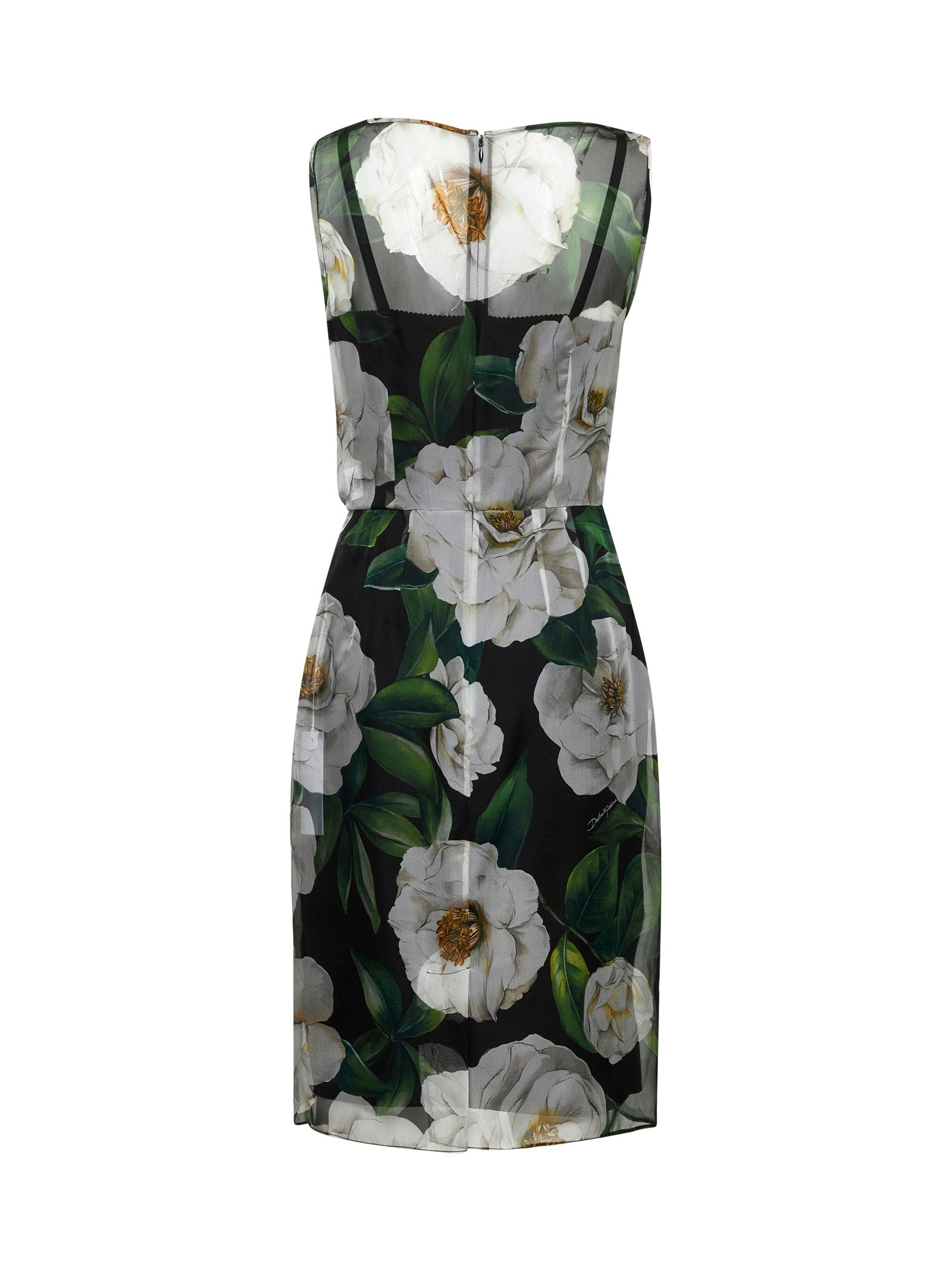 Gardenia print silk chiffon sheath dress - 2