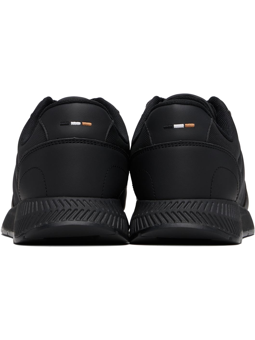 Black Faux-Leather & Mesh Sneakers - 2