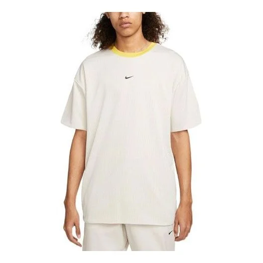 Men's Nike Solid Color Logo Printing Round Neck Short Sleeve Bright Yellow T-Shirt DM6709-104 - 1