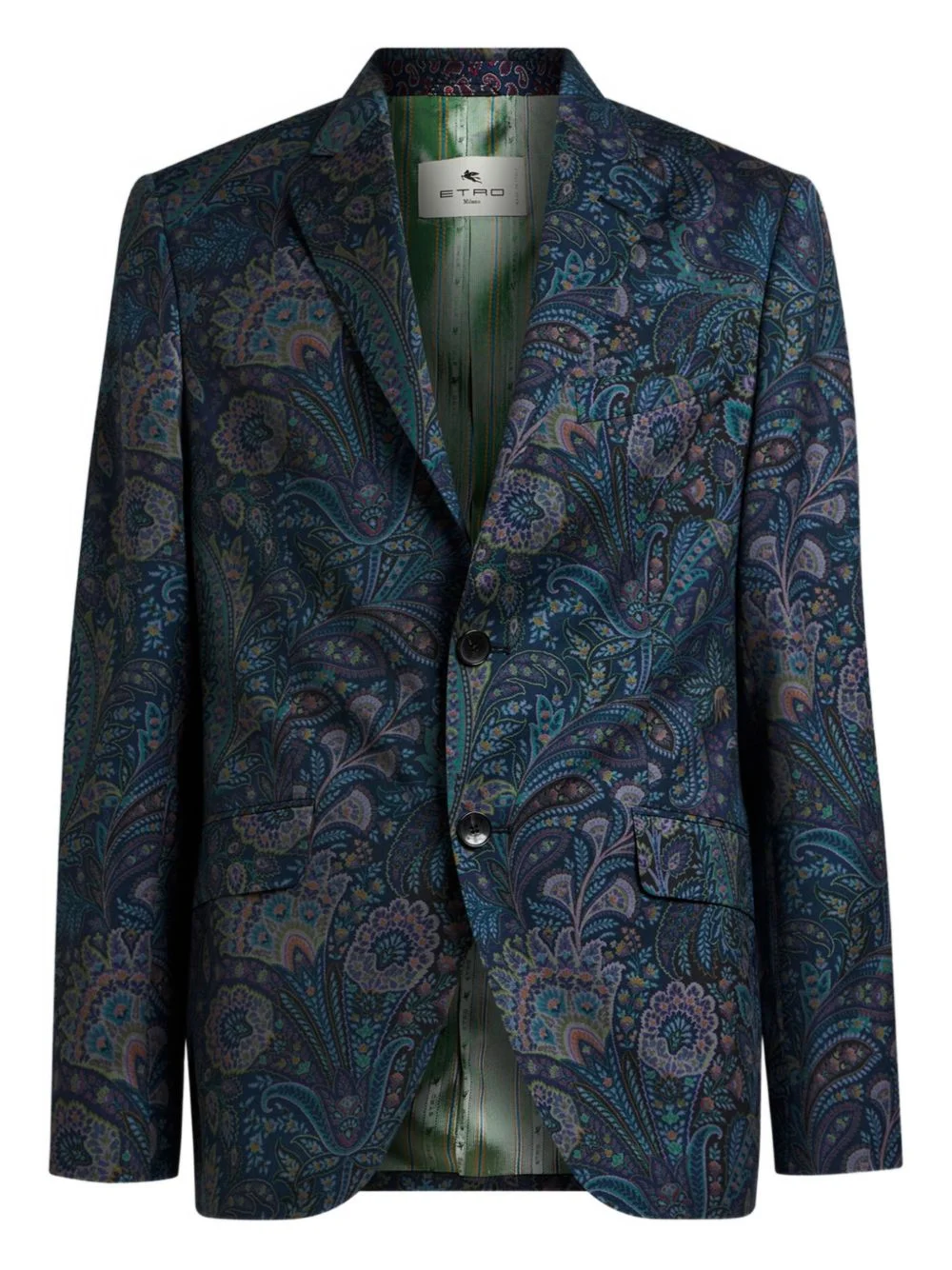 single-breasted floral motif wool jacket - 1