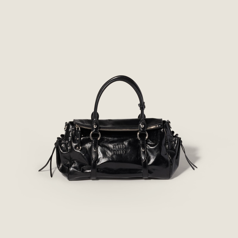 Shiny leather handbag 1