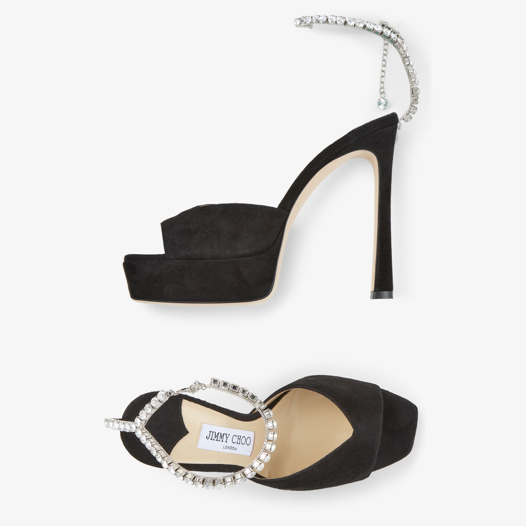 Saeda Sandal/PF 125
Black Suede Platform Sandals with Crystal Embellishment - 4