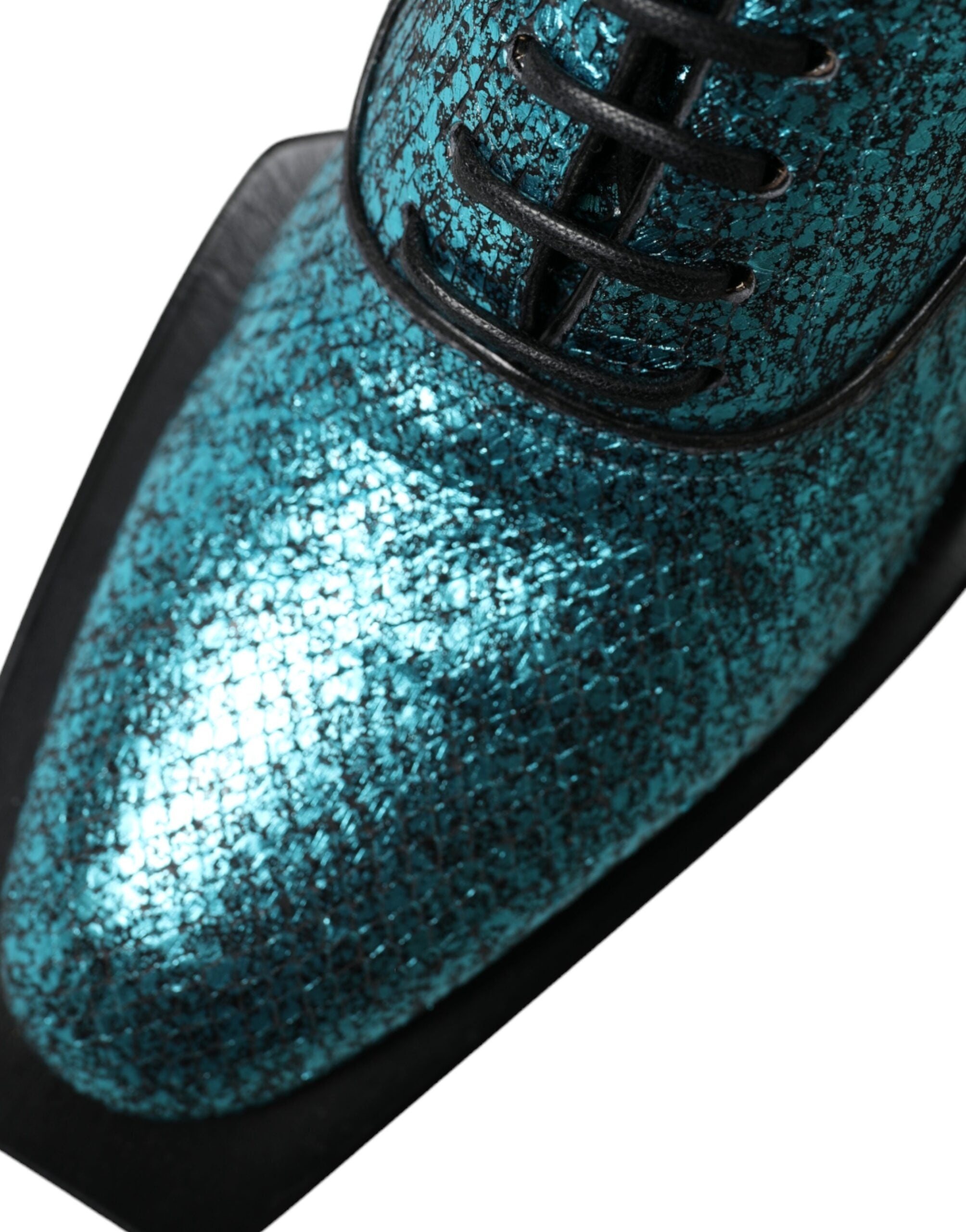 Dolce & Gabbana Teal Derby Block Heel Shoes - 6