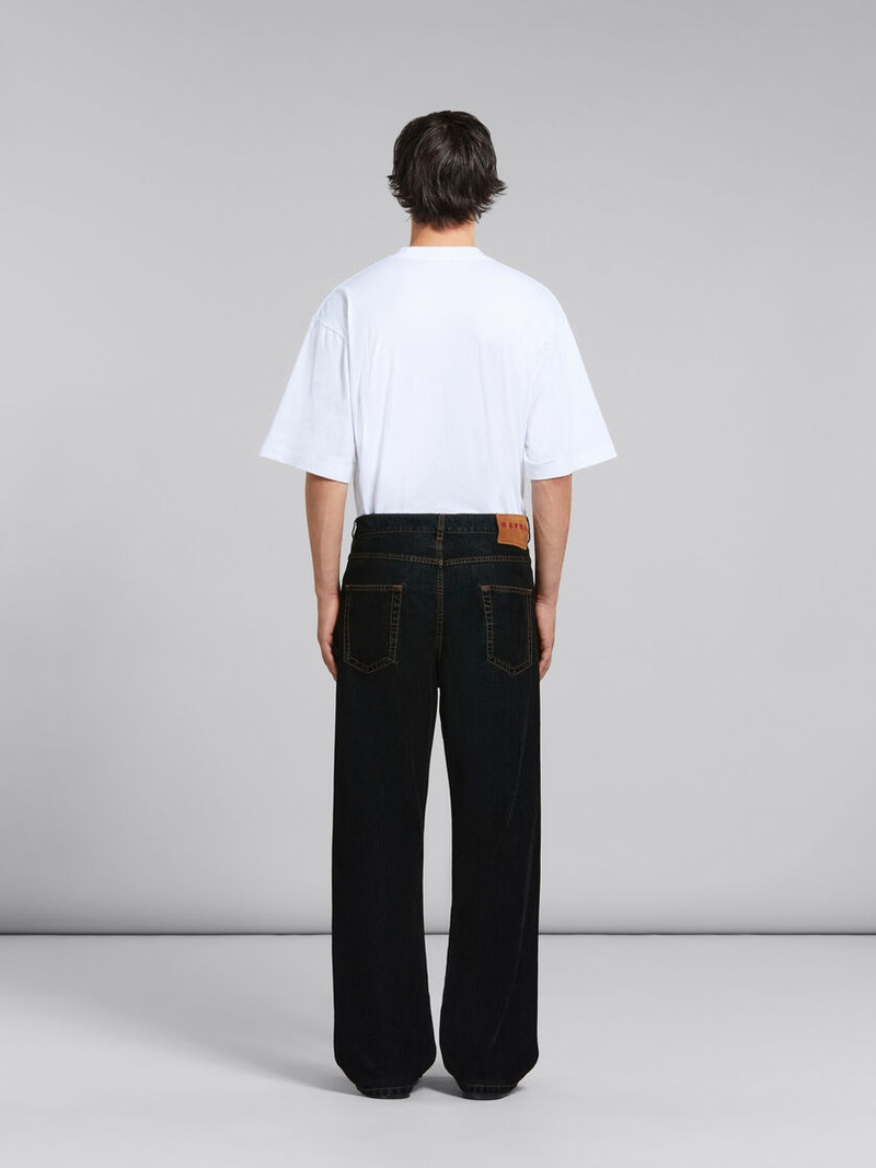 BLACK FLOCKED DENIM WIDE-LEG JEANS 3