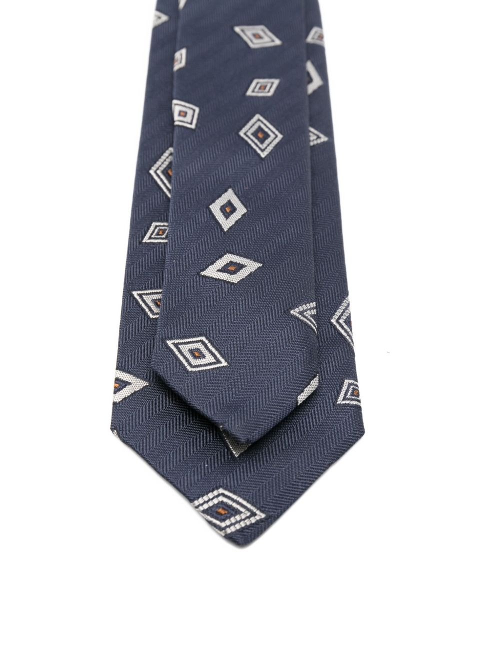 geometric-pattern silk tie - 2