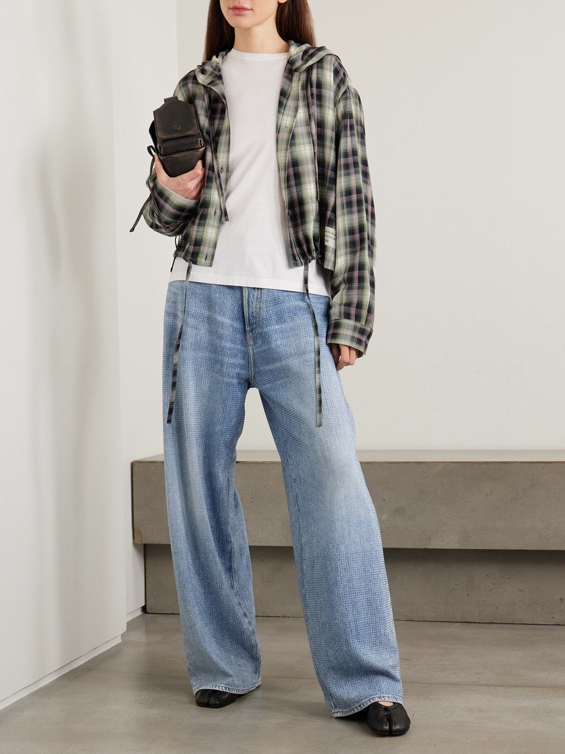 Acne Studios Hooded Appliquéd Checked Woven Shirt outlook