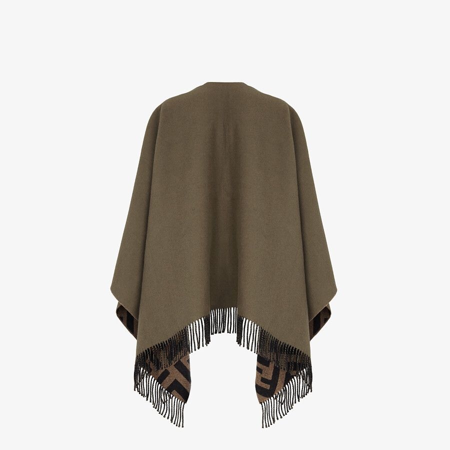 Green cashmere and wool poncho - 2