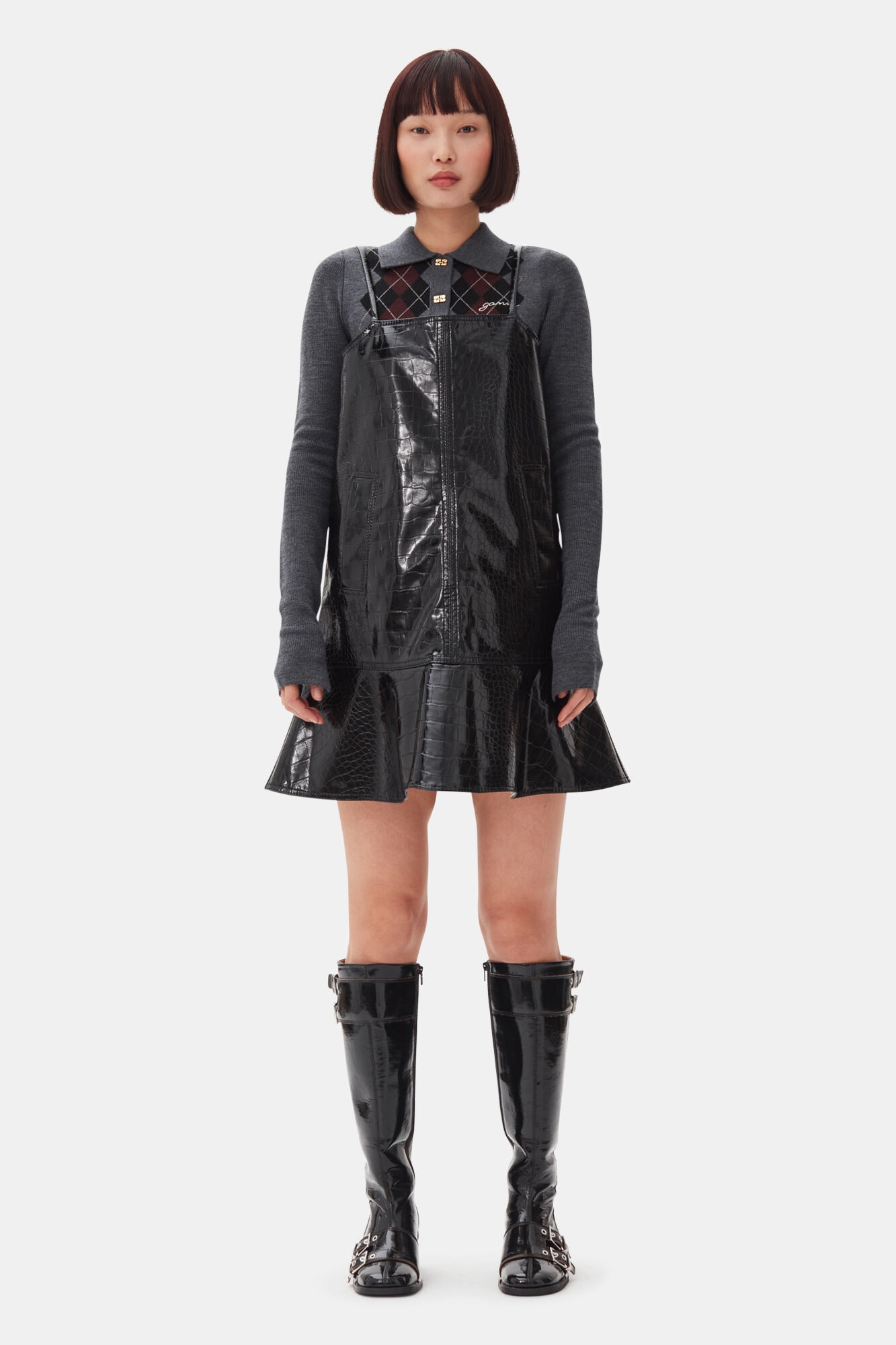 BLACK FUTURE COATED MINI DRESS - 2