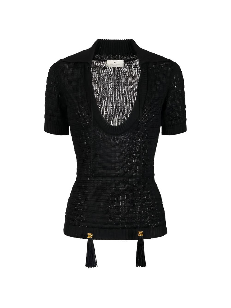 basket-stitch tassel knit top 1
